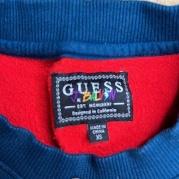 Guess X J Balvin Tricolor-block Logo Sweatshirt Color Block Graphic - Picture 5 of 12